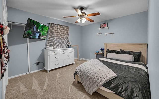 bedroom with carpet floors and ceiling fan