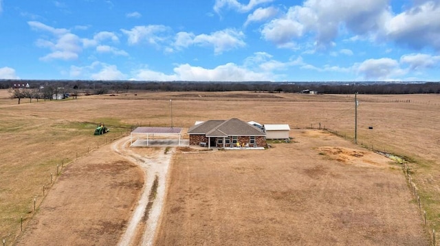 drone / aerial view with a rural view