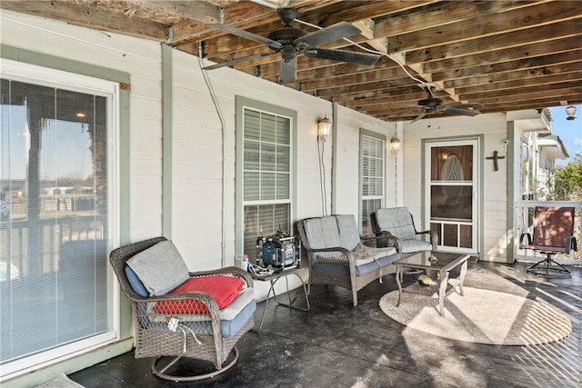 view of patio with ceiling fan