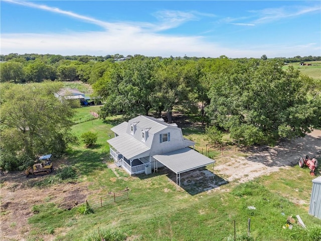 drone / aerial view with a rural view