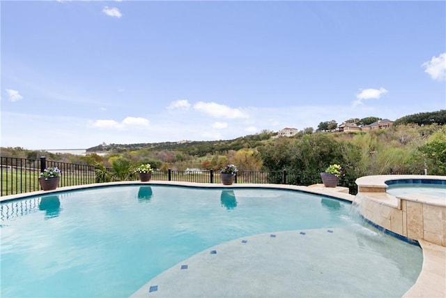 view of pool featuring pool water feature