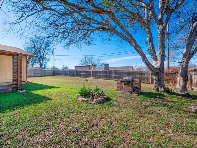 view of yard featuring a fenced backyard