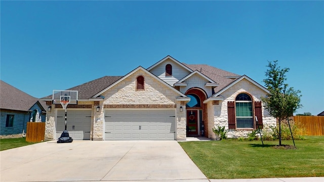 craftsman-style house featuring a front lawn