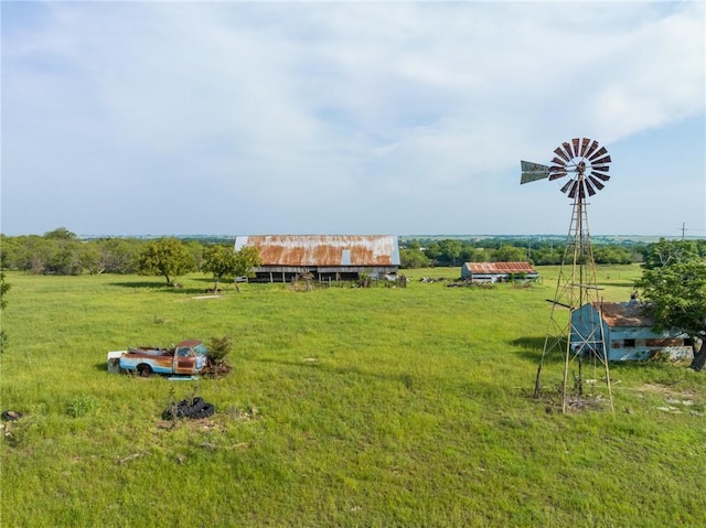 view of yard with a rural view