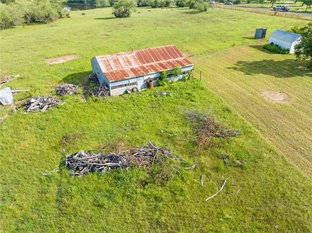 bird's eye view featuring a rural view and a water view