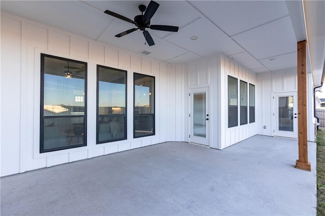 view of patio / terrace featuring ceiling fan