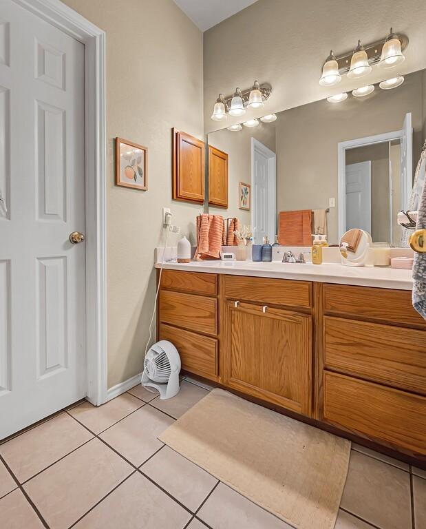 bathroom featuring vanity and tile patterned floors