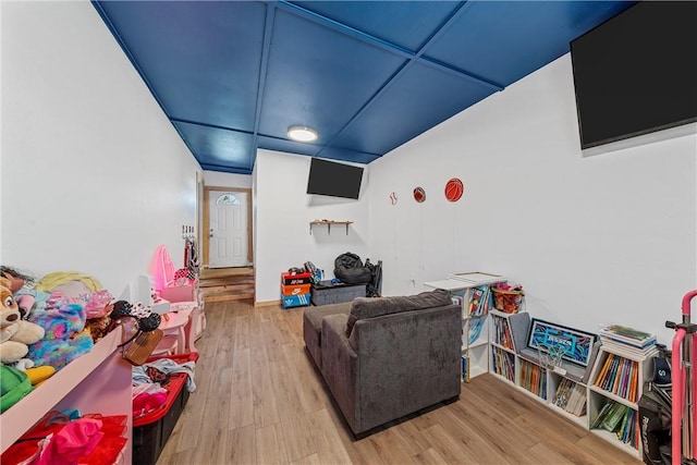 living room with hardwood / wood-style flooring