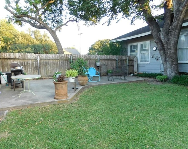 view of yard with a patio area