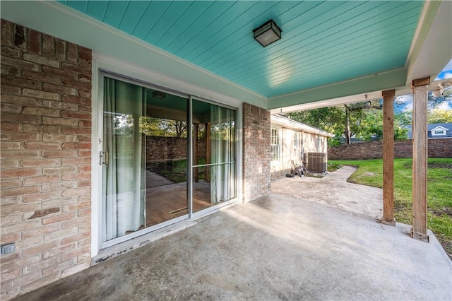 view of patio featuring central air condition unit