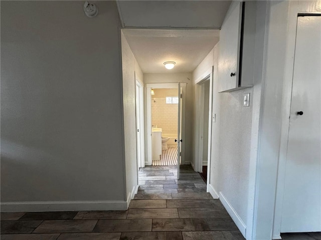 hall featuring dark hardwood / wood-style floors