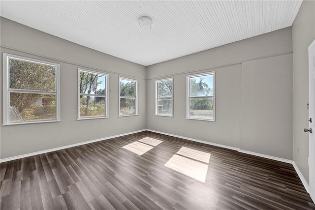 empty room with dark hardwood / wood-style floors