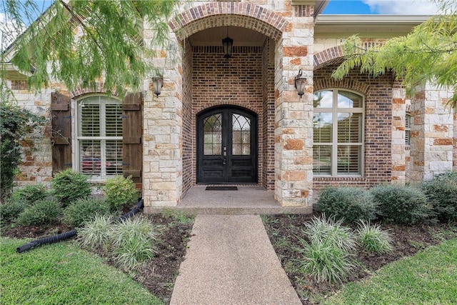 view of exterior entry with french doors