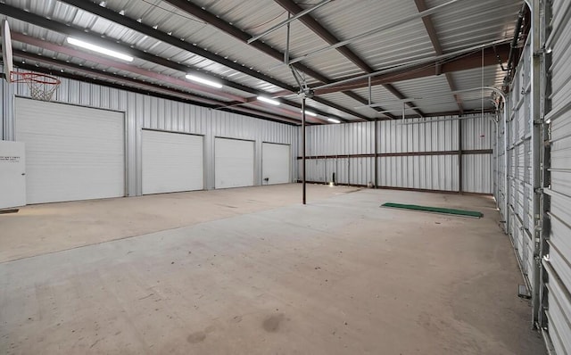 garage with metal wall