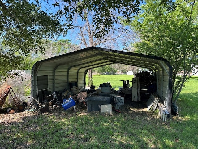 view of car parking featuring a carport and a lawn