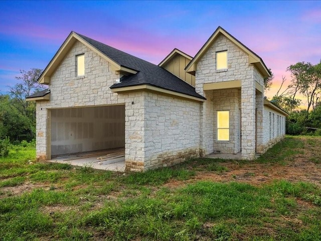 exterior space with a garage