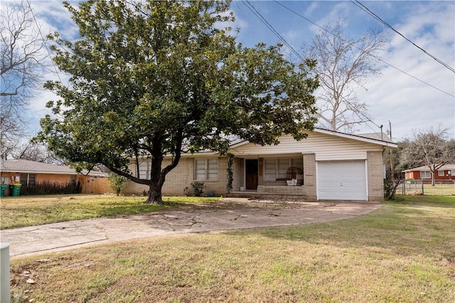 view of front facade with a front lawn and a garage