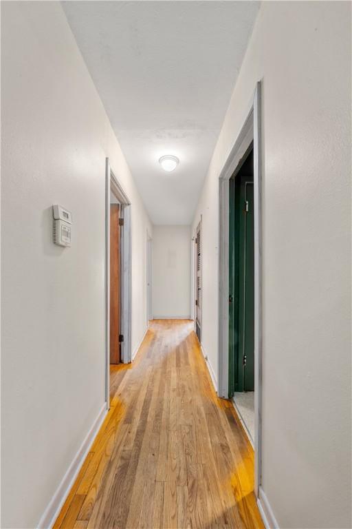 hall with light hardwood / wood-style flooring