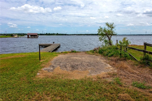 property view of water with a boat dock