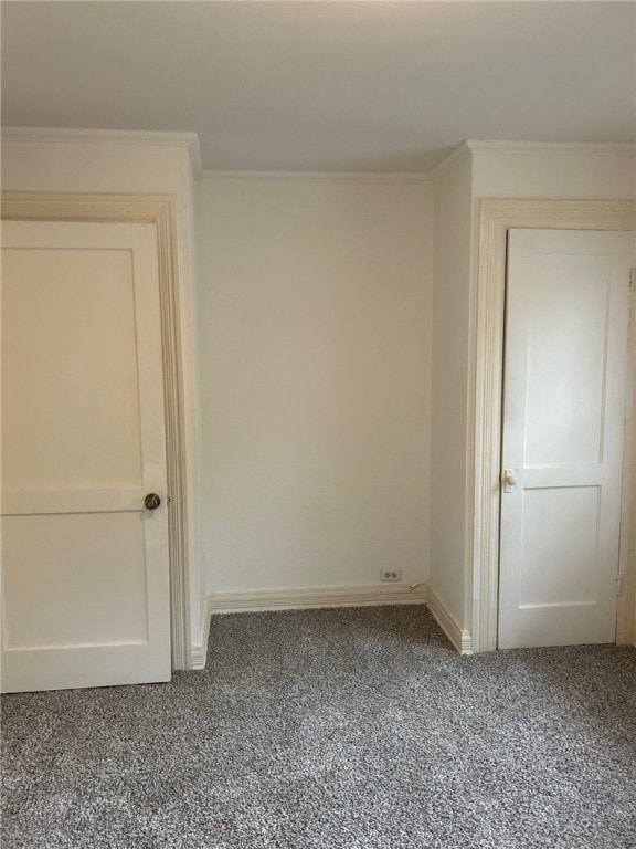 spare room featuring carpet floors and ornamental molding