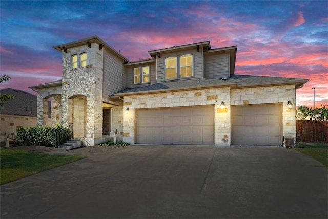 view of front of house with a garage