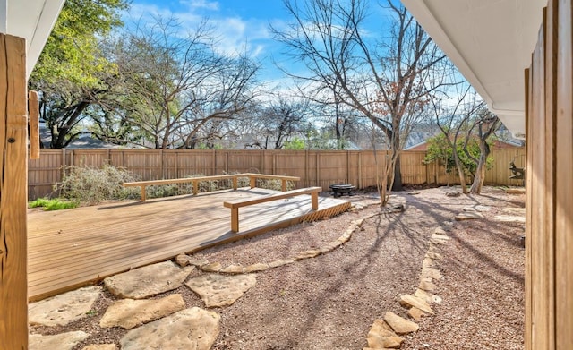 view of yard with a deck