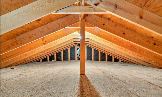 view of unfinished attic