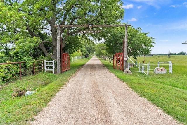 view of street with a rural view