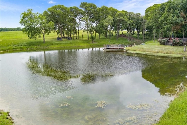 property view of water with a boat dock