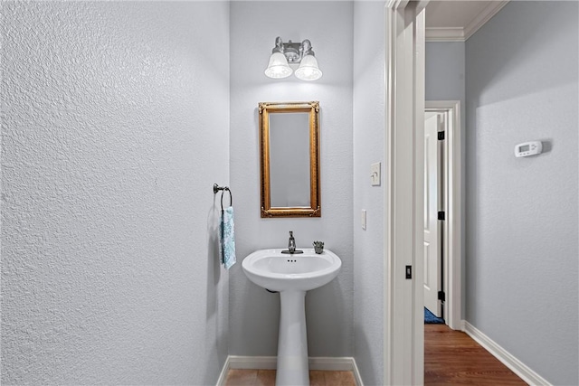 bathroom featuring wood-type flooring