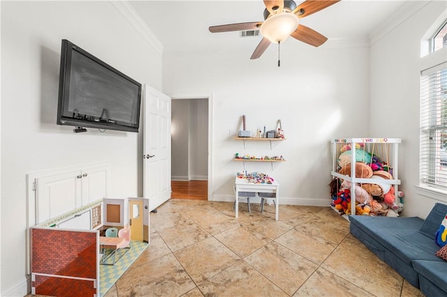 interior space featuring crown molding and plenty of natural light