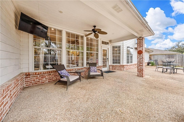 view of patio with ceiling fan