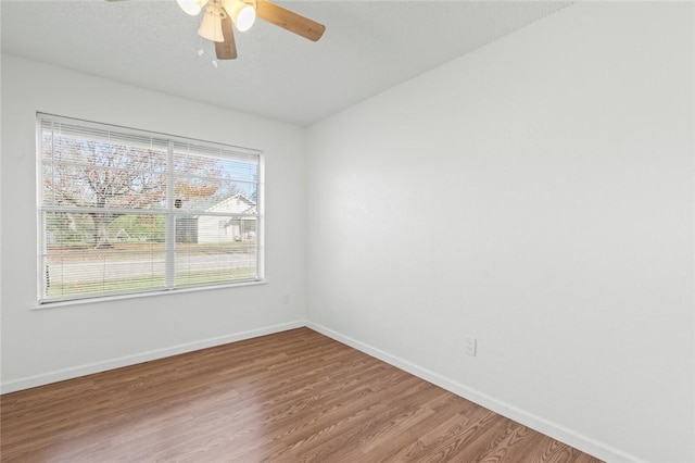 empty room featuring ceiling fan and wood-type flooring