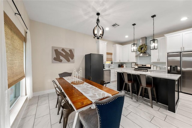 dining area with sink