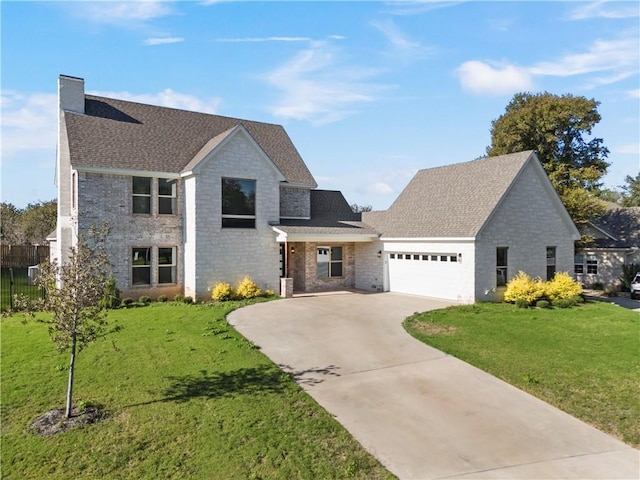 view of front of home featuring a garage and a front yard