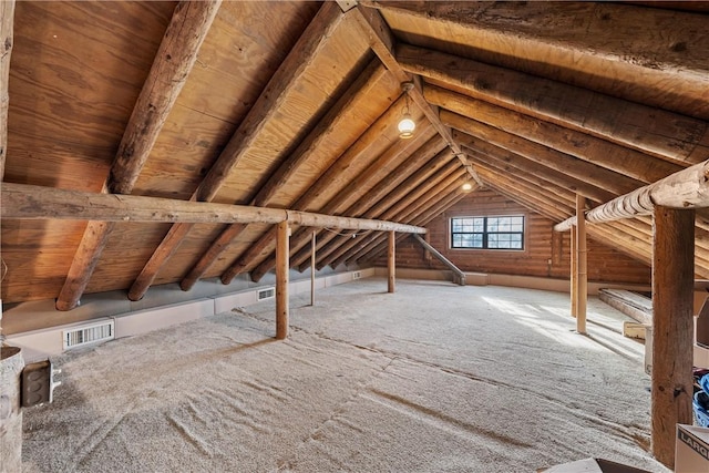 view of unfinished attic