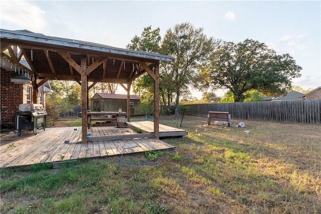 view of yard featuring a wooden deck