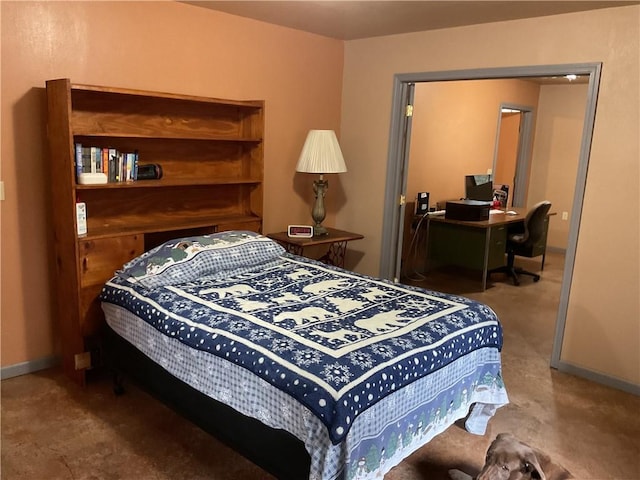 bedroom featuring carpet