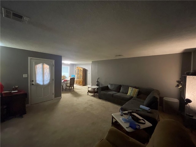 living room with light carpet