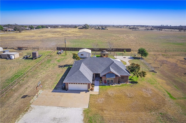 bird's eye view featuring a rural view