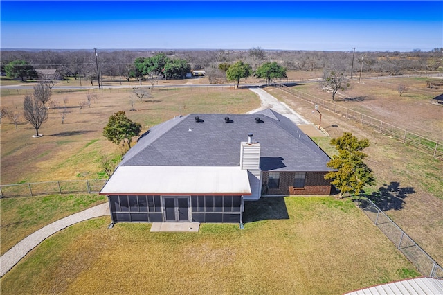 aerial view featuring a rural view