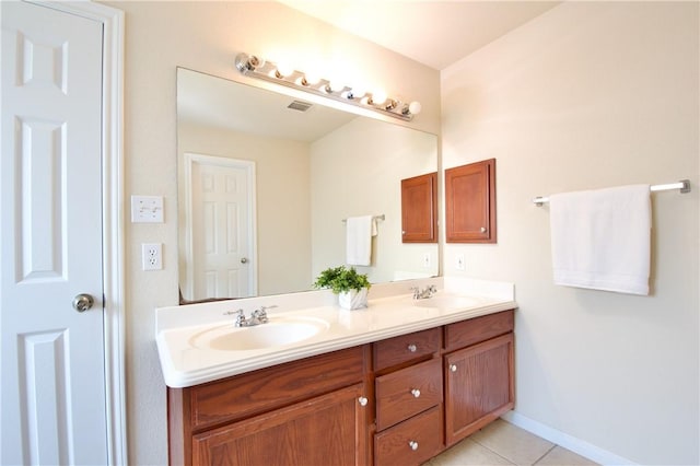 bathroom with vanity and tile patterned floors