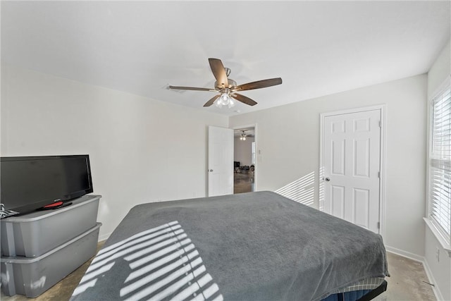 bedroom featuring ceiling fan