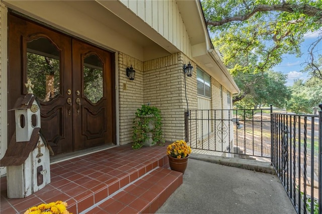 property entrance with french doors