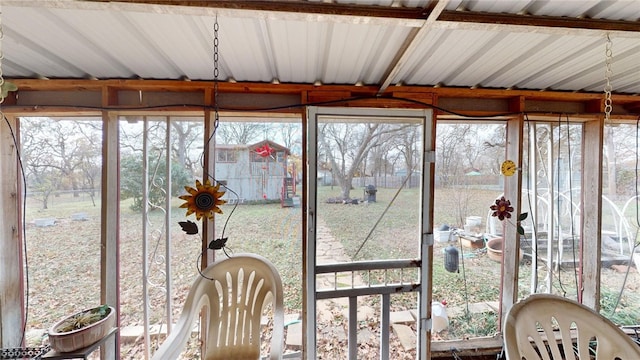 view of unfurnished sunroom