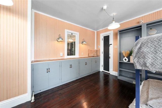 interior space with dark hardwood / wood-style floors