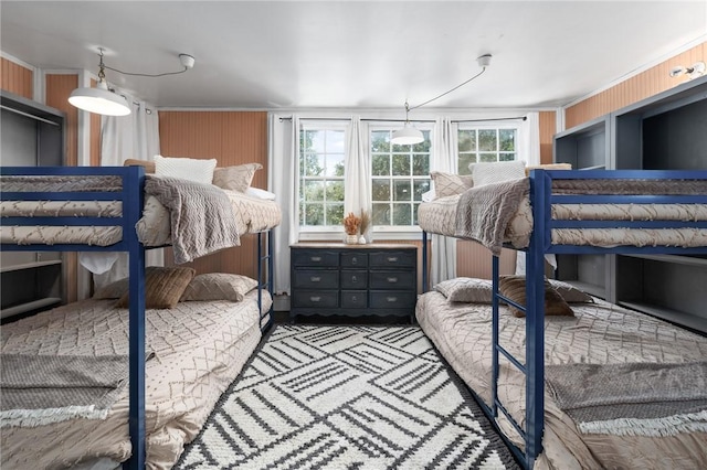 bedroom with ornamental molding