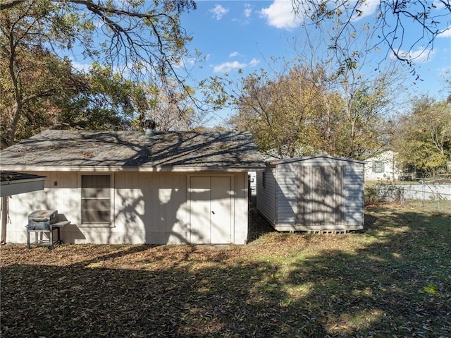 garage with a lawn