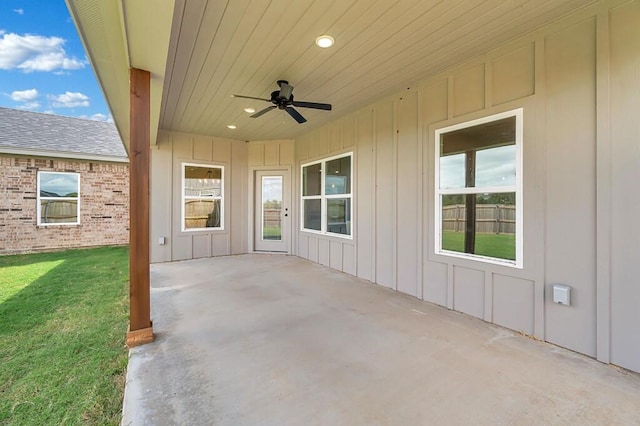 view of patio with ceiling fan