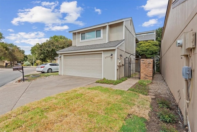 view of side of home with a garage